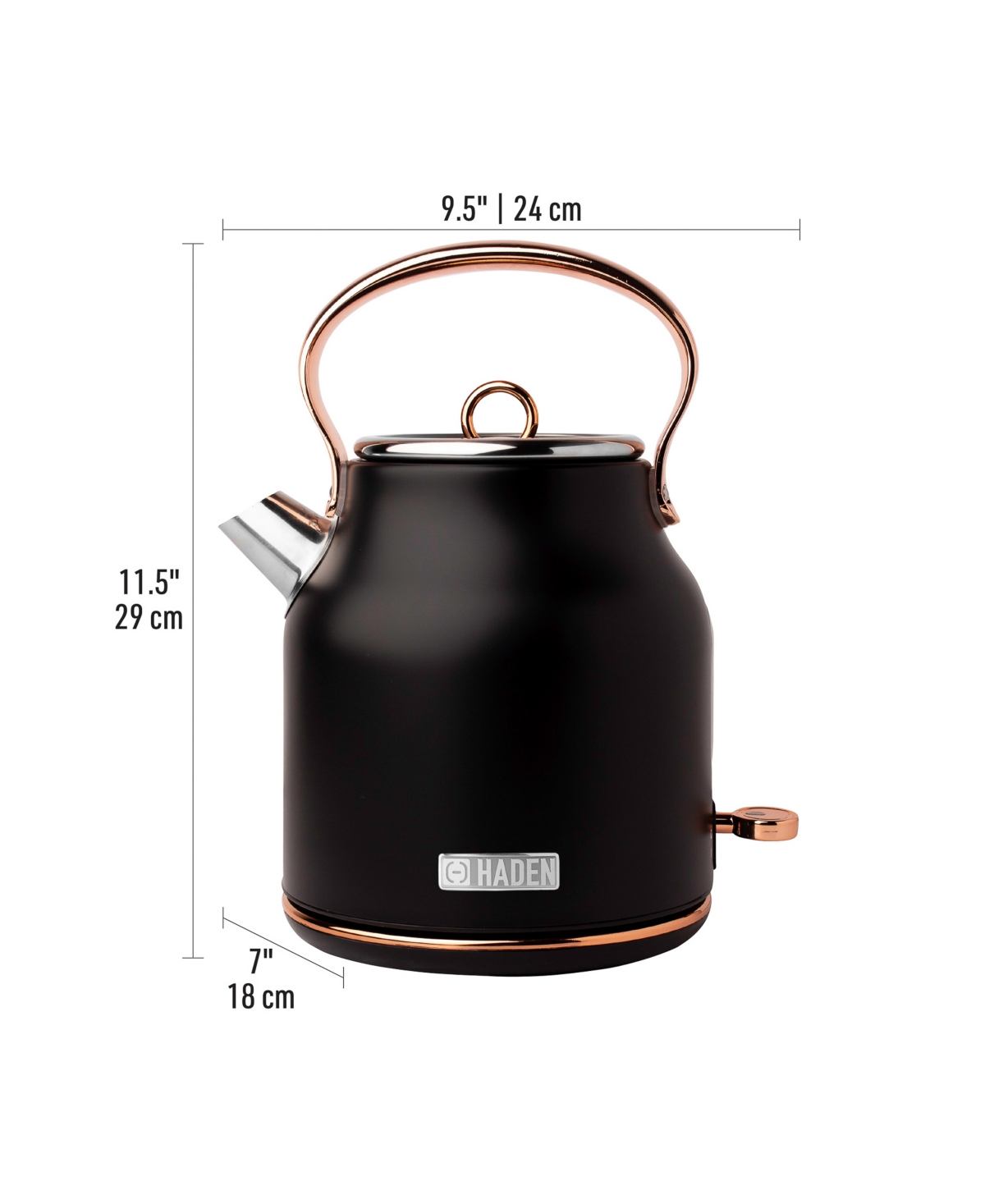 Shop Haden Heritage 1.7 L- 7 Cup Stainless Steel Electric Kettle With Auto Shut-off And Boil-dry Protection In Black,copper