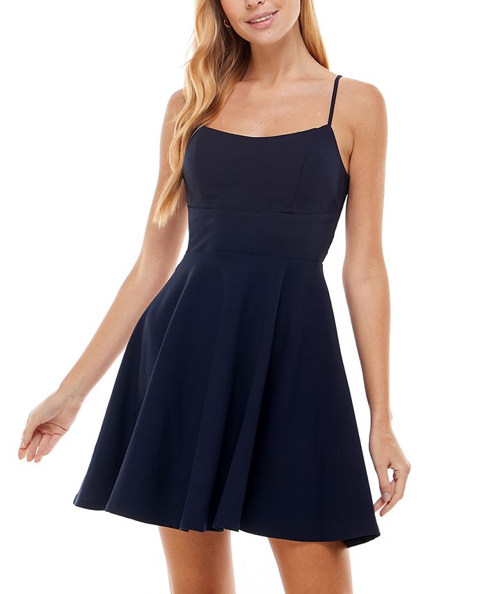 City Studios Juniors' Lace Back Fit & Flare Dress & Reviews Dresses