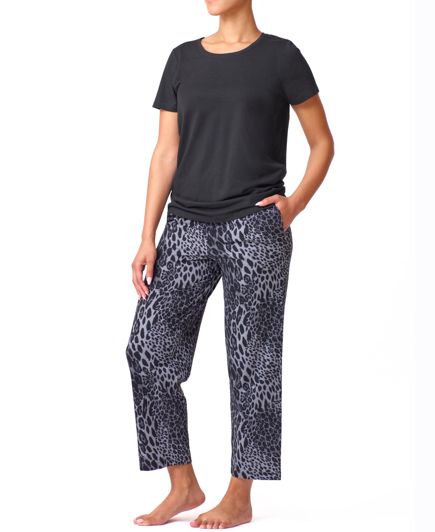 Женские брюки Hue Sleepwell Basic Tee and Pant Separates with Temperature Regulating Technology, цвет: Анималистичный — фото 1