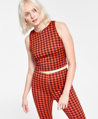 Bar III - Gingham Cropped Tank