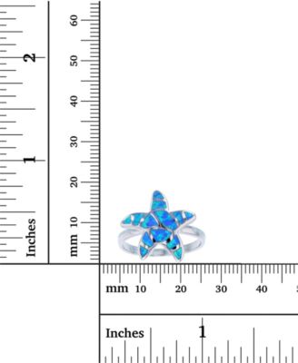 Lab-Grown Blue Opal Starfish Ring in Sterling Silver