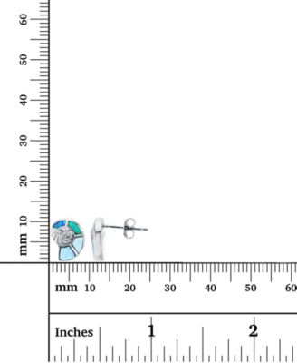 Lab-Grown Blue Opal & Larimar Shell Stud Earrings in Sterling Silver