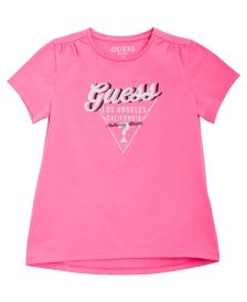 Big Girls Glitter Print Logo Short Sleeve T-shirt