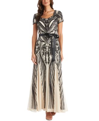 R & M Richards Sequined Belted Dress - Macy's