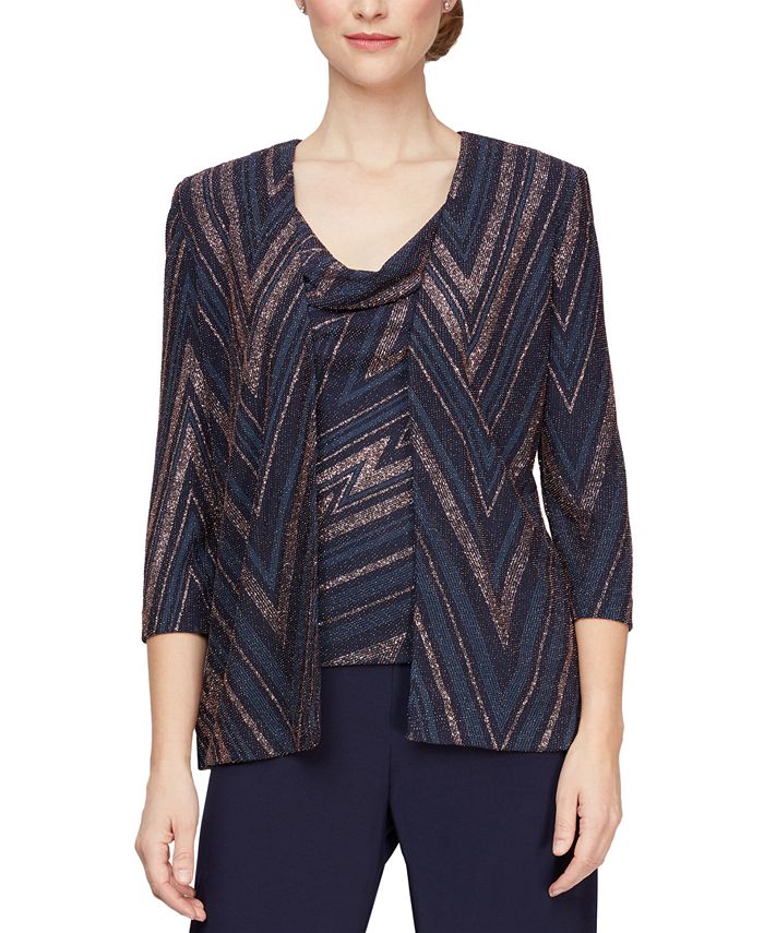 Alex Evenings Printed Colwneck Twinset - Macy's