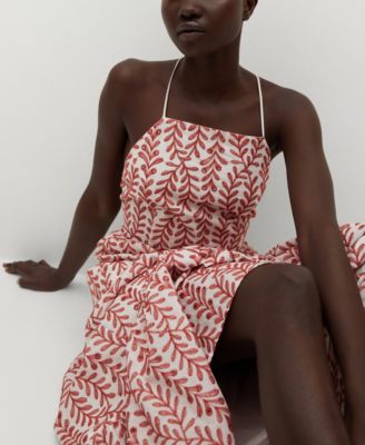 mango embroidered open back dress Embroidered open back dress