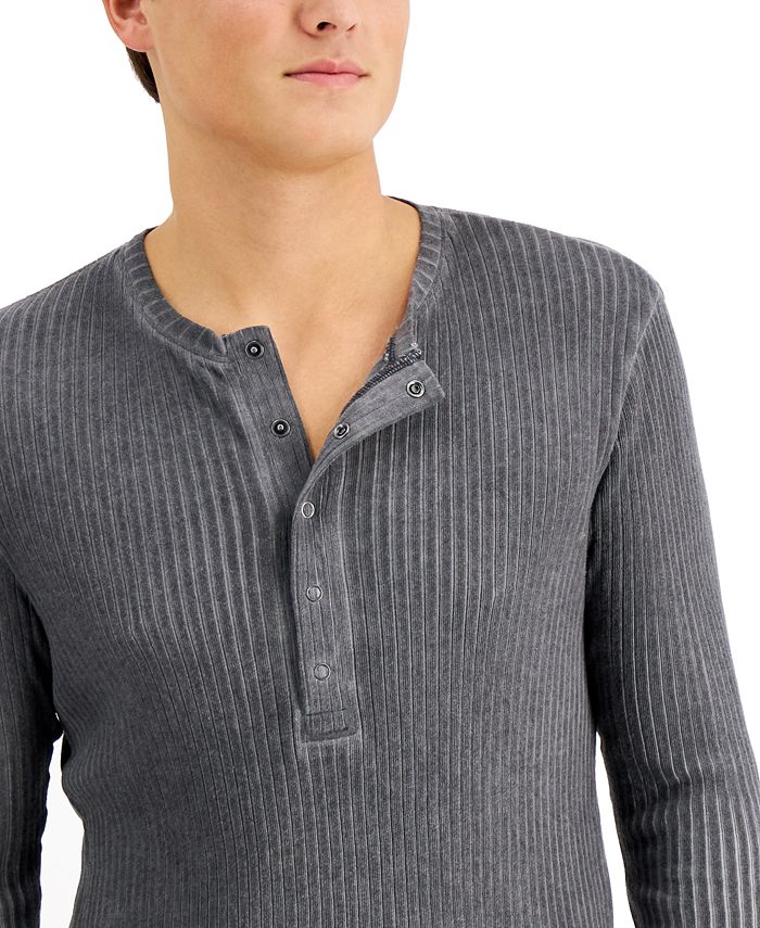 INC International Concepts Men's Ribbed LongSleeve Henley Shirt