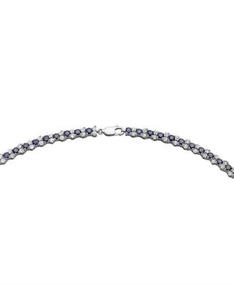 EFFY&reg; Sapphire (9-7/8 ct. t.w.) & Diamond (7/8 ct. t.w.) All-Around 18" Statement Necklace in Sterling Silver