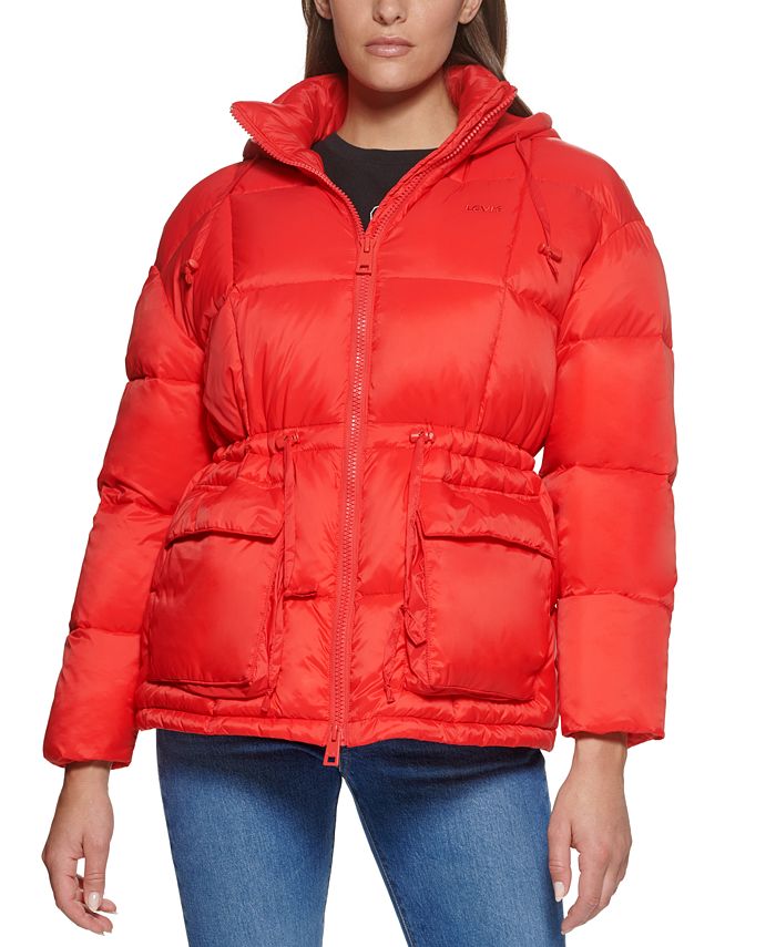 Levi's Quilted Hooded Puffer Coat with Cinch Waist & Reviews - Coats &  Jackets - Women - Macy's