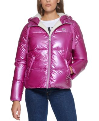 Women's Hooded Faux-Sherpa-Lined Puffer Coat, Created for Macy's