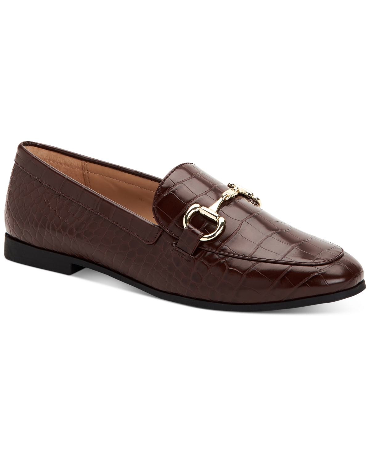 Women's Gayle Loafers, Created for Macy's - Chocolate Croco Print