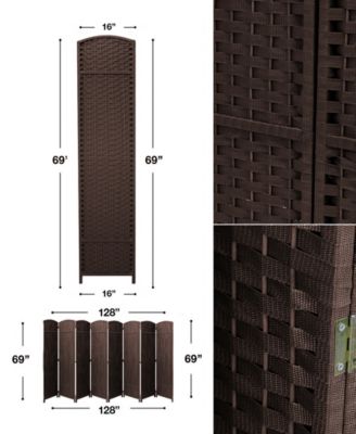 8 Panel Room Divider Panel, 6 ft. Tall Extra Wide Double Hinged Panels - Folding Privacy Screens - Chocolate