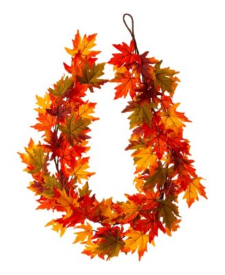 6' L Fall Lighted Maple Leaves Garland