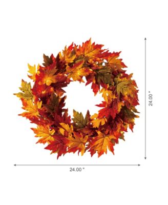 24" D Fall Lighted Maple Leaves Wreath