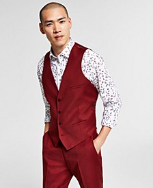 Men's Slim-Fit Red Solid Suit Vest, Created for Macy's 