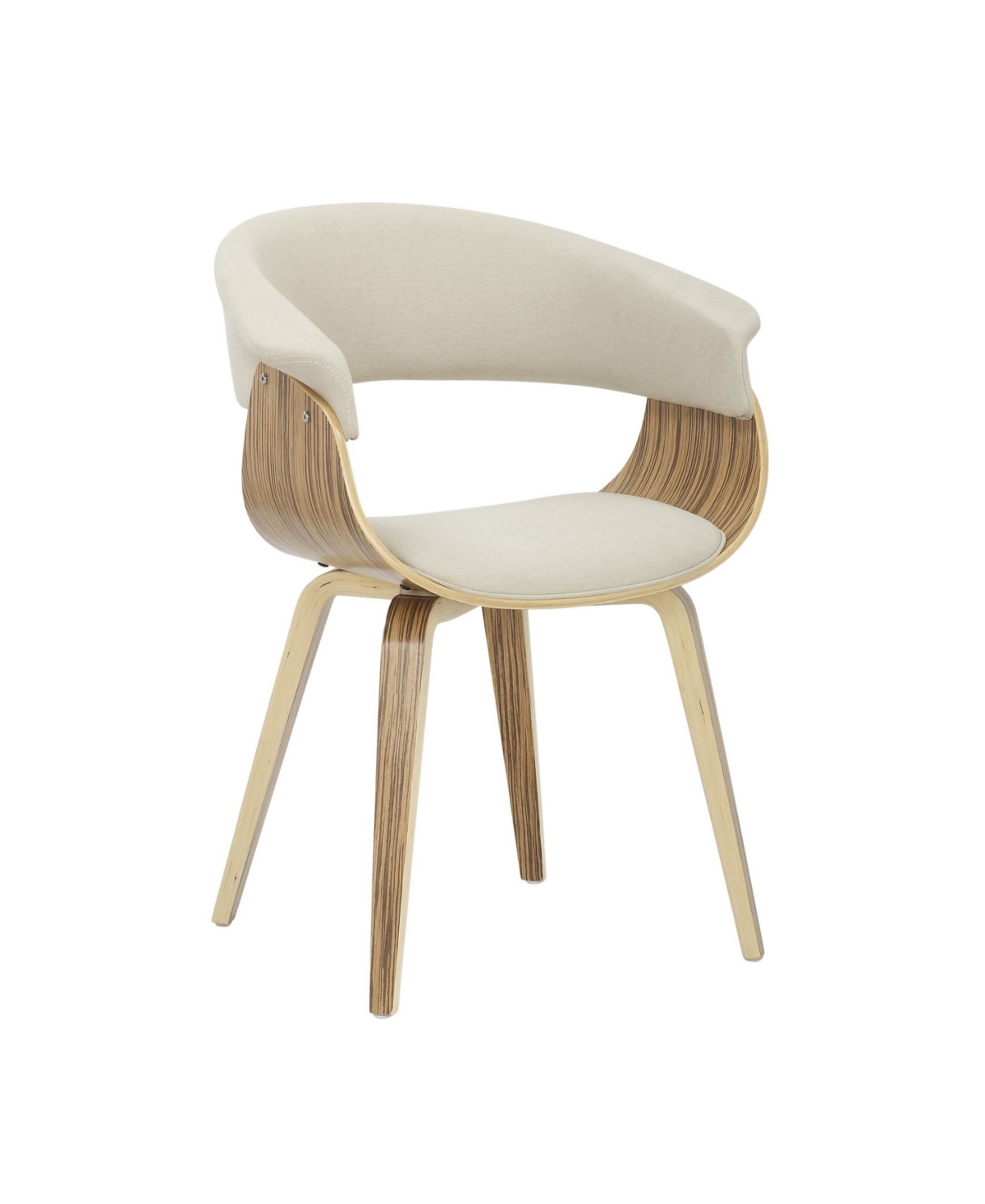 Lumisource Vintage-like Mod Mid-century Modern Dining And Accent Chair In Zebra Wood,cream Fabric