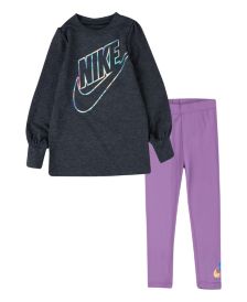 Little Girls Fleece Long Length Sweater and Matching Legging Set, 2 Piece