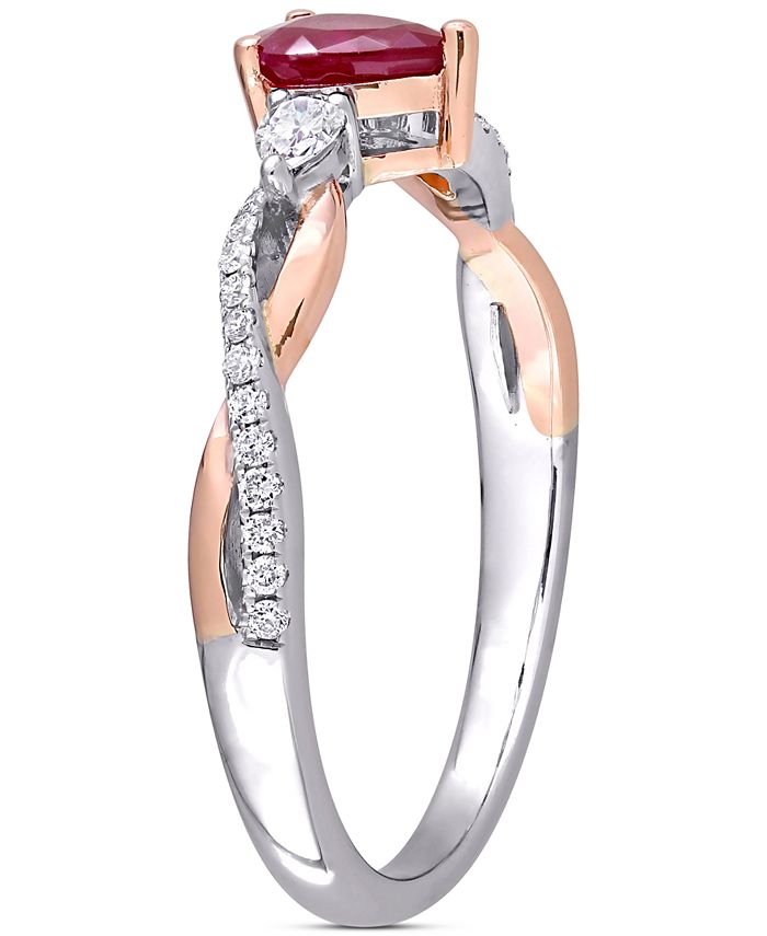 Macy's - Ruby (2/5 ct. t.w.) & Diamond (1/5 ct. t.w.) Twisted Ring in 14k White & Rose Gold