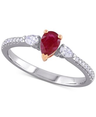 Macy's - Ruby (1/4 ct. t.w.) & Diamond (1/4 ct. t.w.) Ring in 14k Rose & White Gold