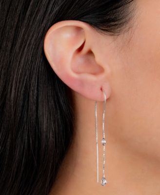 Crystal Box Chain Threader Earrings in Sterling Silver, Exclusively at Macy's