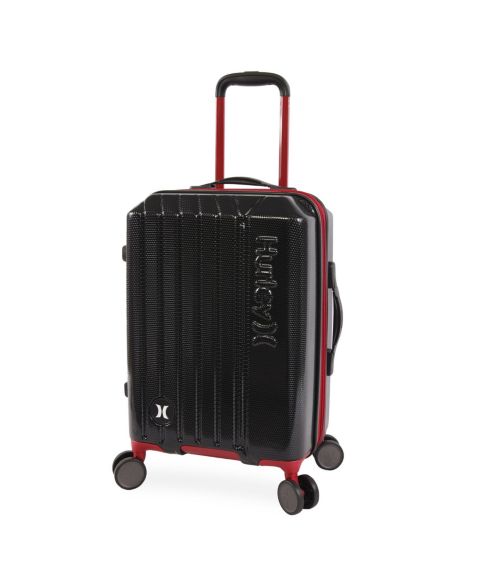 Чемодан Hurley Swiper 21" Hardside Spinner Suitcase, цвет: Чёрный / Красный