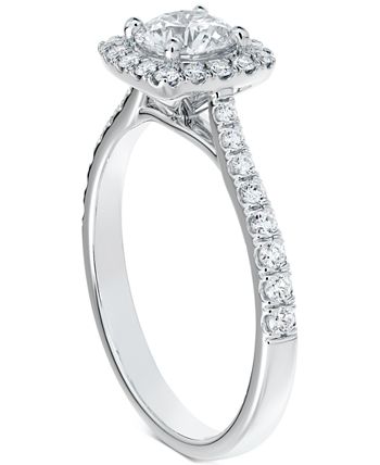 De Beers Forevermark - Diamond Halo Diamond Engagement Ring with Pav&eacute; Band (1-1/20 ct. t.w.) in 14k White Gold