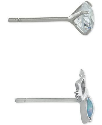 Giani Bernini - 2-Pc. Set Cubic Zirconia & Simulated Opal Cat Stud Earrings in Sterling Silver