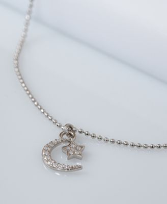 Cubic Zirconia Moon & Star Charm Ankle Bracelet in Sterling Silver, Created for Macy's