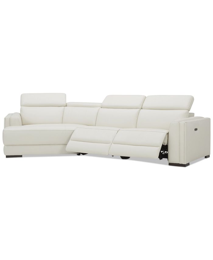 Furniture 3Pc. Leather Sofa with 2 Power Motion Recliners and