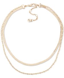 Gold-Tone Double Chain Layered Necklace, 16" + 3" extender