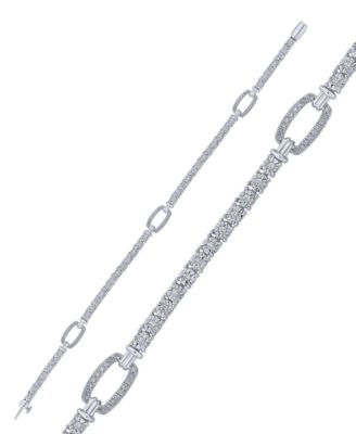 Macy's - Diamond Intermittent Large Link Tennis Bracelet (1/2 ct. t.w.) in Sterling Silver