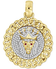 Men's Diamond (3/8 ct. t.w.)  & Ruby Accent King Lion Pendant in 10k Gold