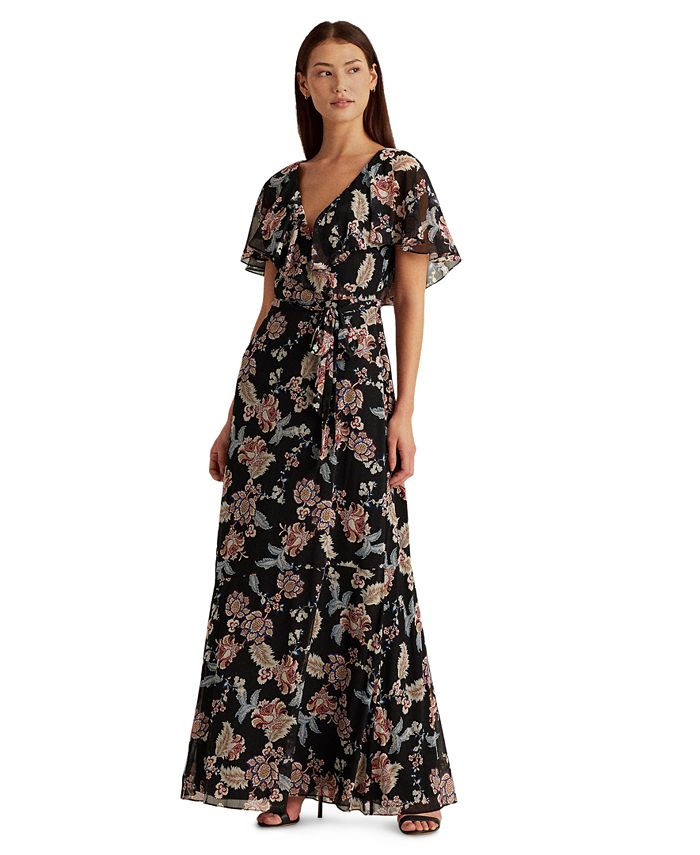 Lauren Ralph Lauren Floral Crinkled Georgette Gown & Reviews - Dresses ...