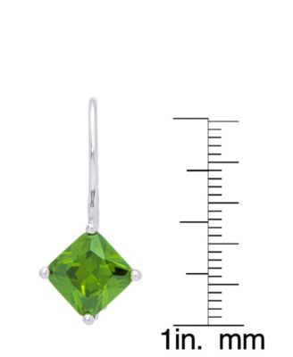 Simulated Gemstone Square Lever Back Silver Plate Earrings