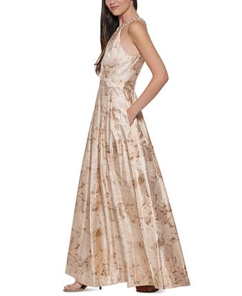 Eliza j beaded halter neck floral jacquard ball gown clearance