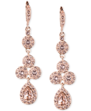 image of Givenchy Rose Gold-Tone Swarovski Element Linear Drop Earrings