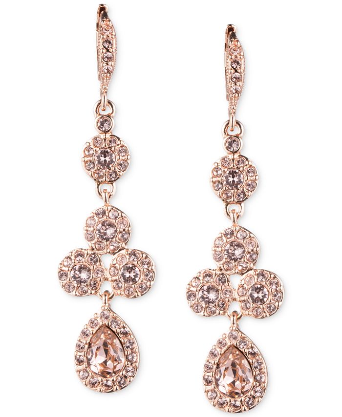 Givenchy Rose Gold Tone Crystal Element, Givenchy Gold Tone Crystal Chandelier Earrings