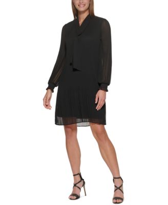 dkny black pleated dress