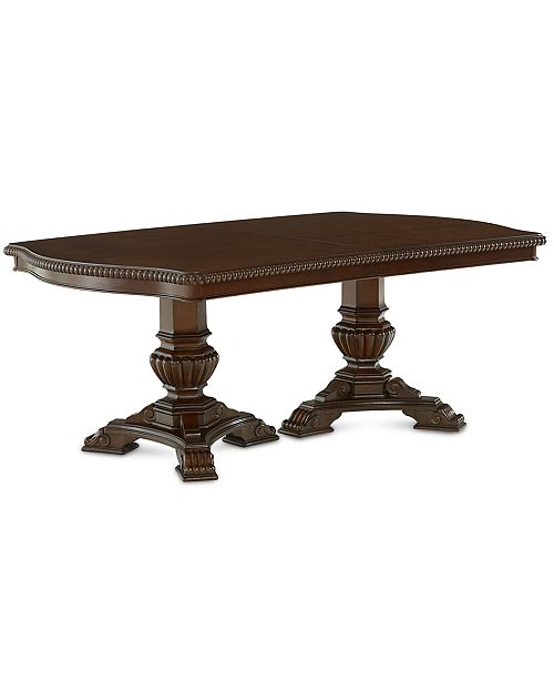 Furniture Lakewood Expandable Double Pedestal Dining Table