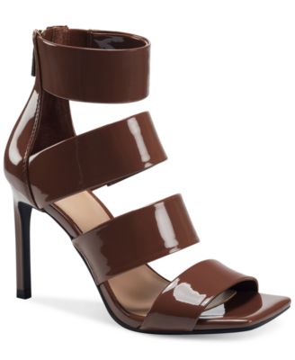 cognac strappy heels