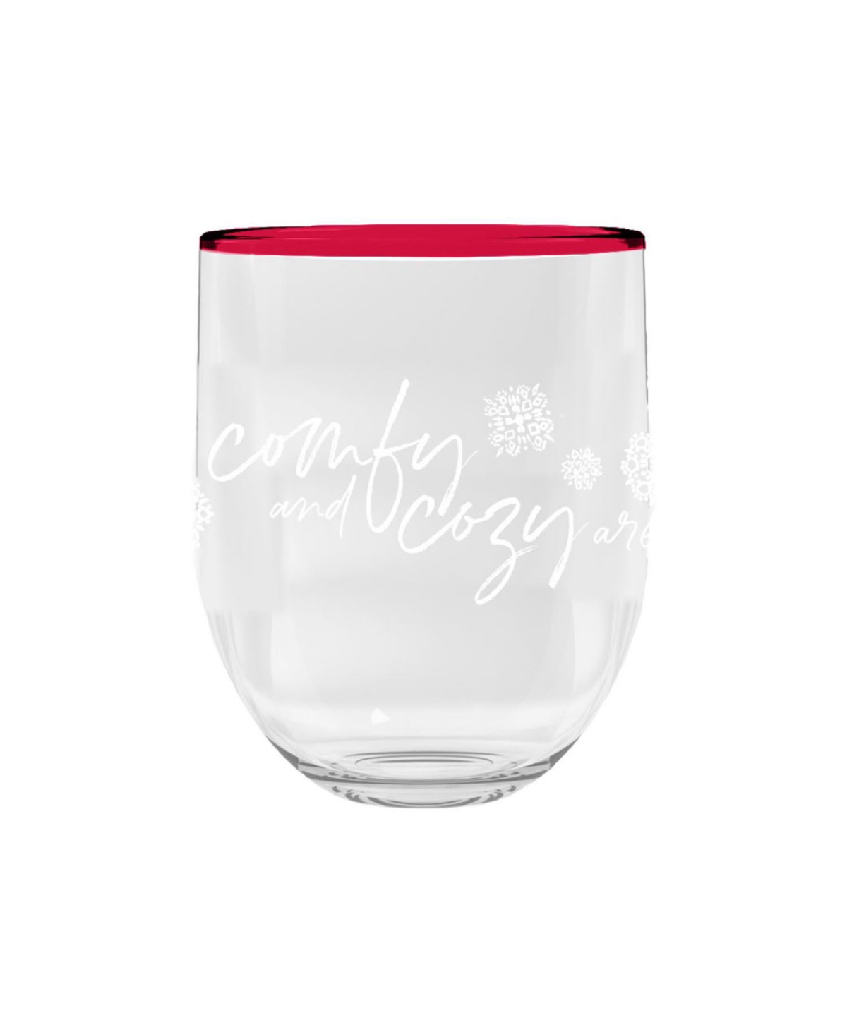 Tarhong Holiday Cozy Stemless, 15oz.,premium Acrylic,set Of 6 In Clear,red Rim