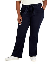 Plus Size Tie-Front High-Rise Jeans