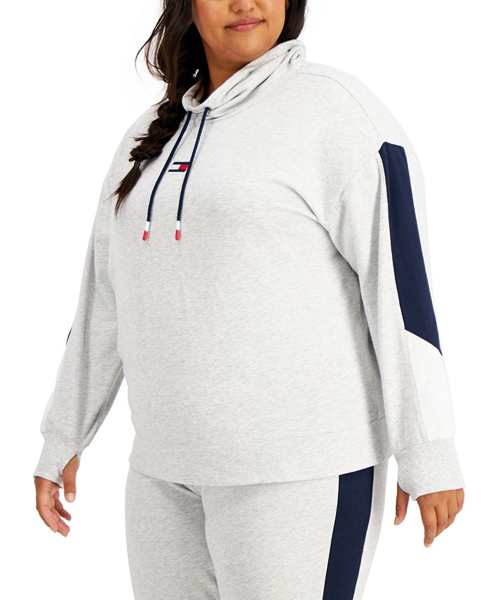 Tommy Hilfiger Sleepwear Women's Basic Hoodie Sweatshirt Gray Tape Logo
