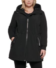 Plus Size Fleece-Lined Hooded Anorak Raincoat