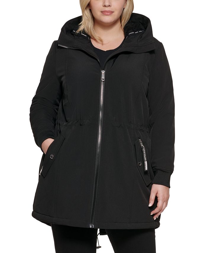 Calvin Klein Women's Fleece-Lined Hooded Raincoat - Macy's