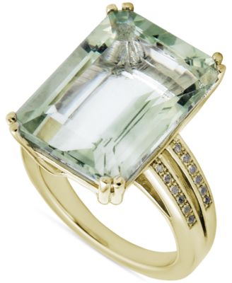 Macy's - Green Quartz (16 ct. t.w.) & White Topaz (1/8 ct. t.w.) Statement Ring in Gold-Plated Sterling Silver (Also in Amethyst & Mystic Quartz)