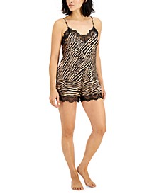 Lace-Trim Tiger-Print Cami & Shorts Sleep Set, Created for Macy's