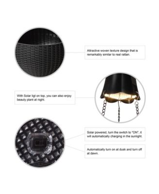 Solar Lighted Plastic Hanging Planter, 30"