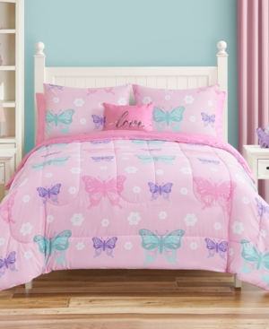 Jessica Sanders Butterfly Flowers 5 Piece Comforter Set, Twin Bedding In Pink