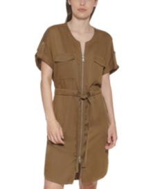 Tie-Belt Utility Zip Dress